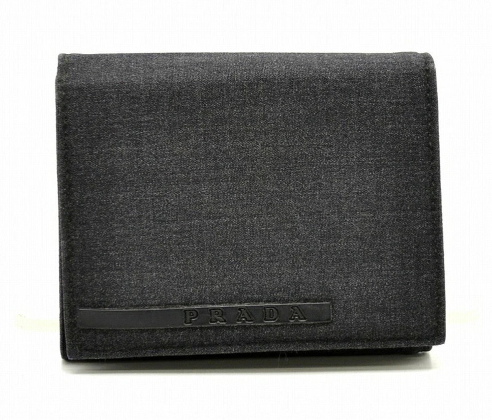 Prada Sport Tri fold Wallet Dark Gray Leather
